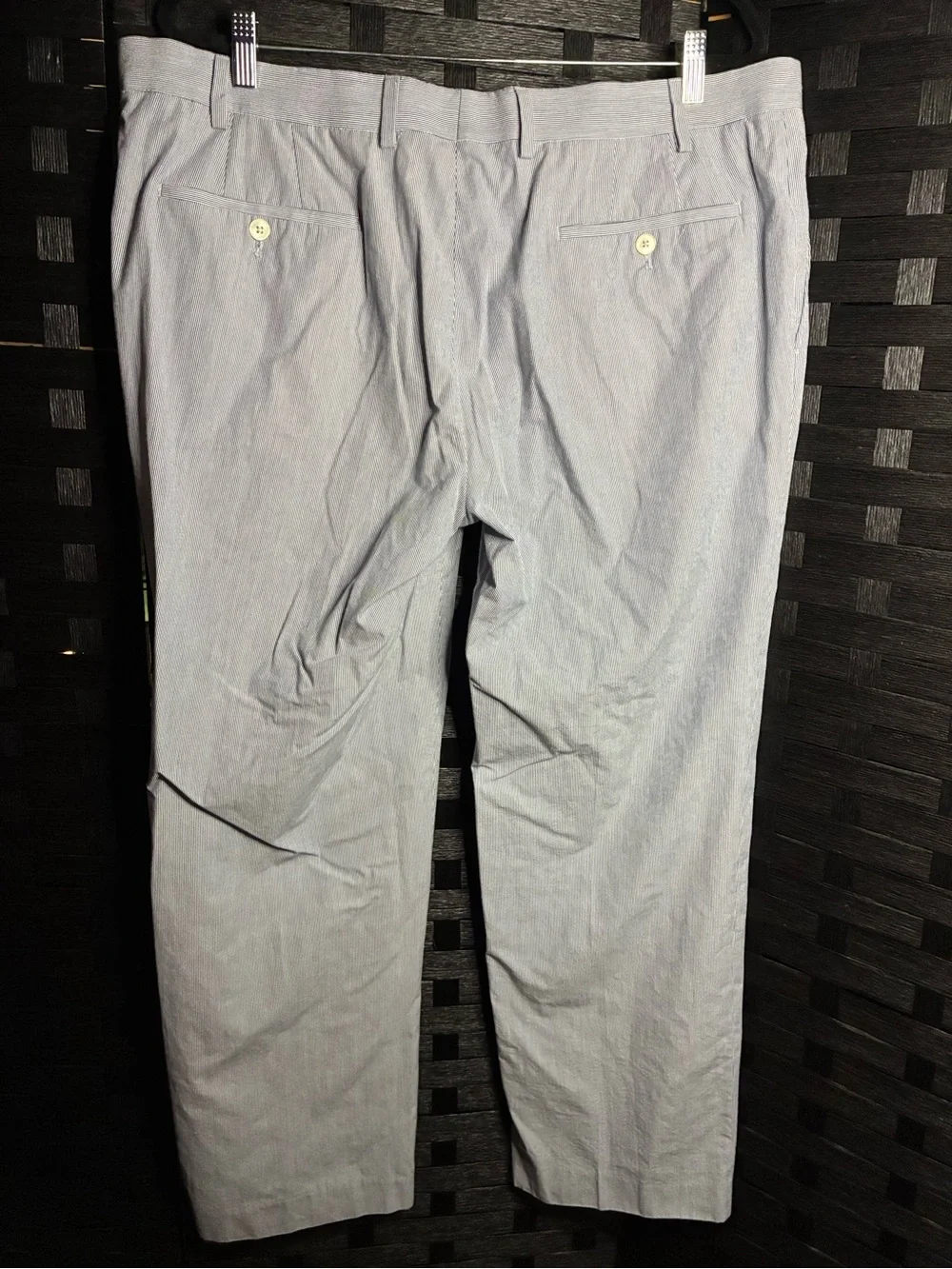 Michael Kors Blue and White Pinstriped Men's Chinos - Classic Straight Fit